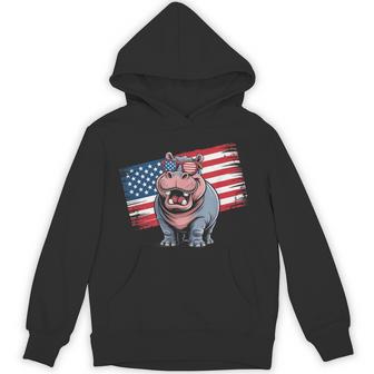 ヴィンテージ カバ アメリカ国旗 サングラス パーカー - Kawaiitshirt