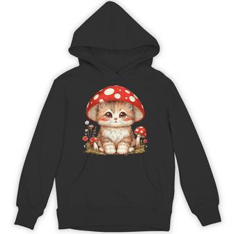 ヴィンテージ猫とキノコの帽子かわいいコテージコア美学 パーカー - Kawaiitshirt