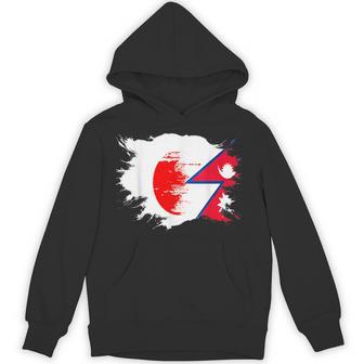 日本とネパールのdna遺産フラッグ パーカー - Kawaiitshirt