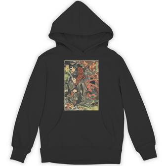 日本の侍アート 木版 宮本 武蔵 巨大コウモリ パーカー - Kawaiitshirt