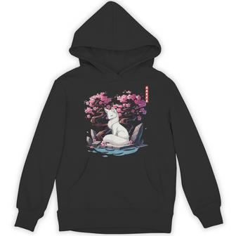 日本キツネ 妖怪 白狐 幽霊 浮世 E さくら パーカー - Kawaiitshirt