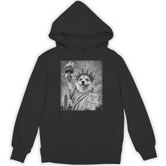犬 像 自由 面白い 自由 白 ブラック ウェルシュ コーギー パーカー - Kawaiitshirt