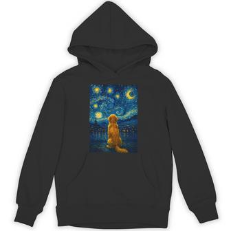 犬 天体観測 ゴッホ 夜空 ゴールデンレトリバー ラブラドール 長袖tシャツ パーカー - Kawaiitshirt