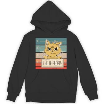 猫の刑務所 刑務所の囚人 悪いキティのマグショット 私は人間が嫌いです 長袖tシャツ パーカー - Kawaiitshirt