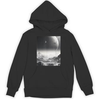 白黒写真 火星月&宇宙写真 パーカー - Kawaiitshirt
