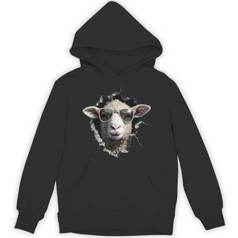羊が穴から覗いています 農夫 羊飼い 飼い Coolheep Portrait パーカー - Kawaiitshirt