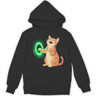 背中にポータル中指を持ついたずらな猫コスチューム。 パーカー - Kawaiitshirt