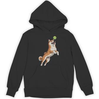 遊び心のある柴犬フェッチ追いかけテニスボール パーカー - Kawaiitshirt