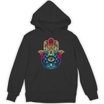 邪眼 呪い 保護 ハムサの手、目を見る邪眼 パーカー - Kawaiitshirt