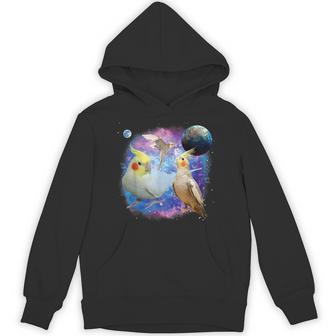 銀河を飛んでいる面白いオカメインコ オカメインコ パーカー - Kawaiitshirt