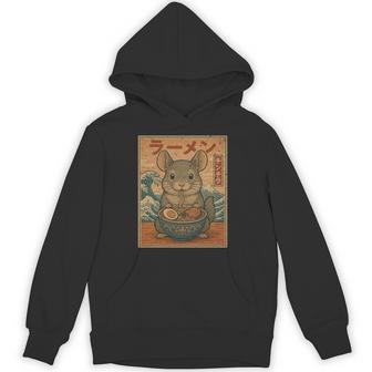 面白い かわいい ラーメン 和麺 チンチラ 食べる ラーメン 長袖tシャツ パーカー - Kawaiitshirt