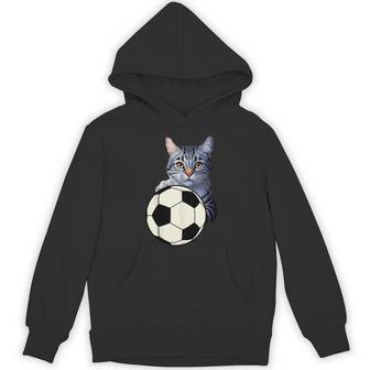 面白い猫サッカーボールグラフィック子猫のスポーツ愛好家のコスチューム パーカー - Kawaiitshirt