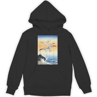 鳥 カモメ 波 海 ヴィンテージ 和 浮世絵 木版画 パーカー - Kawaiitshirt