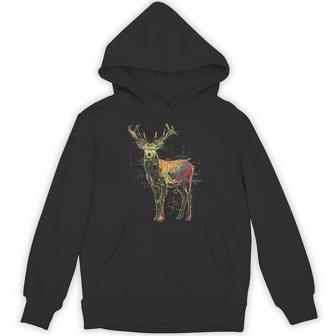鹿 アートワーク 幾何学的 抽象 動物 グラフィック アート 鹿 パーカー - Kawaiitshirt