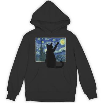 黒猫 星月夜 パーカー - Kawaiitshirt