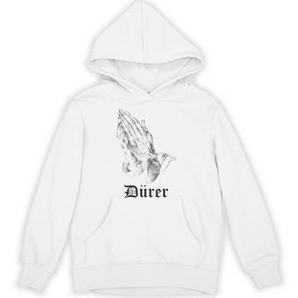 Albrecht Dürer Durer クリスチャンアート 祈りの手 ホワイト パーカー - Kawaiitshirt