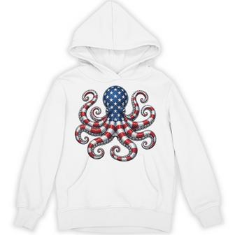 American Flag Octopus Patriotic 4Th Of July Ocean Hoodie - Thegiftio UK