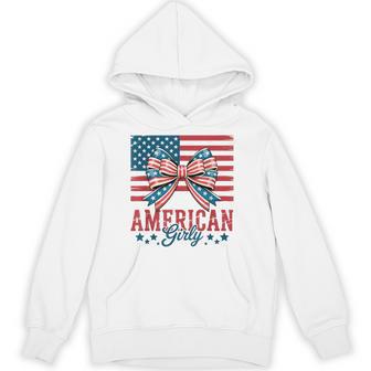 American Girly Coquette Bow 4Th Of July Independence Day Hoodie - Thegiftio UK