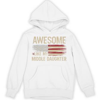 Awesome Like My Middle Daughter Retro Usa Flag Fathers Day Tri-Blend Hoodie | Seseable UK