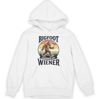 Bigfoot Grabbed My Wiener Sasquatch Retro Camping Hoodie - Thegiftio UK