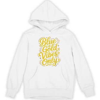 Blue & Gold Vibes Only Motivational High School Game Day Hoodie - Thegiftio UK
