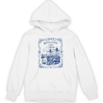Blue Toile Tea Party Spilling The Tea Since 1773 Patriotic Hoodie - Monsterry