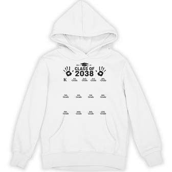 Class Of 2038 Grow With Me Handprint Kindergarten To 12Th Hoodie - Monsterry
