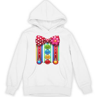 Colorful Clown Costume Bow Tie And Buttons Hoodie - Thegiftio UK
