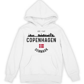 Copenhagen Denmark Skyline Souvenir Danish Flag Vintage Hoodie - Thegiftio UK
