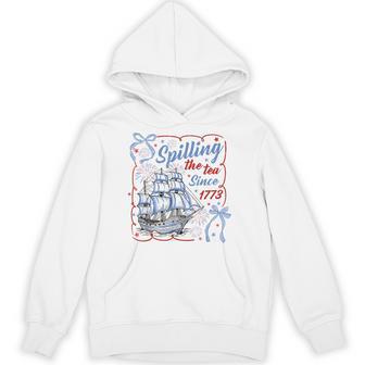 Coquette Bow Spilling The Tea Since 1773 4Th Of July Hoodie - Thegiftio UK