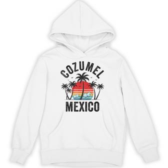 Cozumel Mexico Beach Palm Trees Sunset Surf Vintage Hoodie - Thegiftio UK