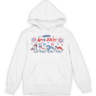 Cute Dinosaur Usa Flag Fireworks Kids 4Th Of July Toddler Hoodie - Thegiftio UK
