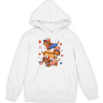 Cute Patriotic Dachshund Usa Flag Red White Blue Dog Hoodie - Thegiftio UK