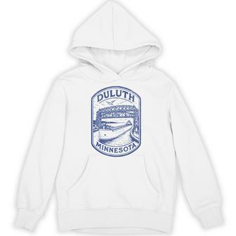Duluth Minnesota Mn Aerial Lift Bridge Boat Lake Superior Hoodie - Thegiftio UK