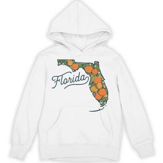Florida Sunshine State Map Orange Citrus Fruit Retro Vintage Hoodie - Thegiftio UK