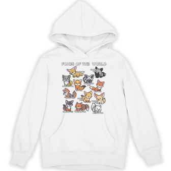 Foxes Of The World Educational Animal Fox Lover Kawaii Fox Hoodie - Thegiftio UK