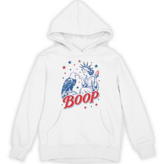 4Th Of July Boop Eagle Statue Of Liberty Patriotic Usa Comfort Colors Crop Top Hoodie - Thegiftio UK