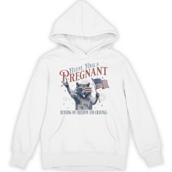 Festive Feral And Pregnant Running On Freedom Raccoon Hoodie - Thegiftio UK