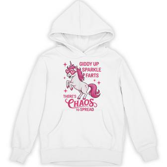 Giddy Up Sparkle Farts There's Chaos To Spread Unicorn Farts Hoodie - Thegiftio