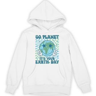 Go Planet It's Your Earth Day Hippie Planet Anniversary 2025 Hoodie - Thegiftio