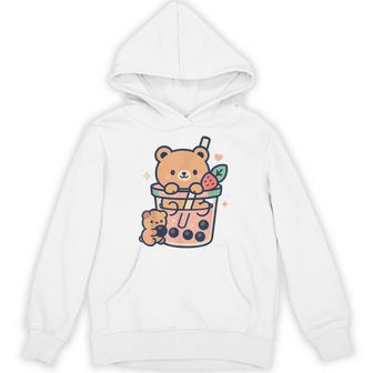 Kawaii Teddy Bear With Bubble Tea Boba Cute Hoodie - Thegiftio UK