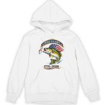 Patriotic Bass Fish And Flag 250 Years Fishing Hoodie - Thegiftio UK
