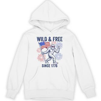 Patriotic Bigfoot Wild And Free Since 1776 4Th Of July Hoodie - Thegiftio UK
