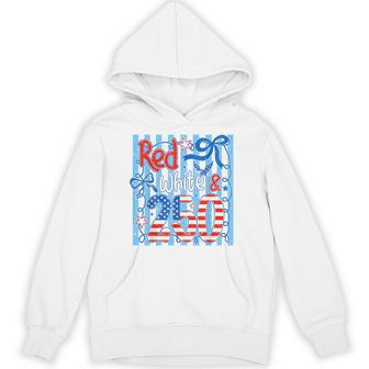 Red White & 250 Coquette Bow American 250Th Anniversary Usa Hoodie - Thegiftio UK