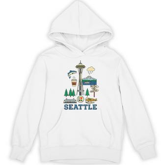 Seattle Landmarks Iconic Cityscape Love Souvenir Hoodie - Monsterry