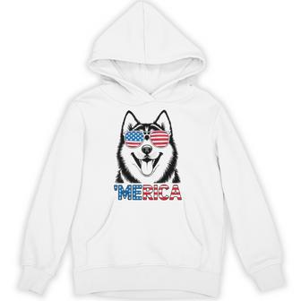 Siberian Husky Dog 4Th Of July Merica American Patriotic Hoodie - Thegiftio UK