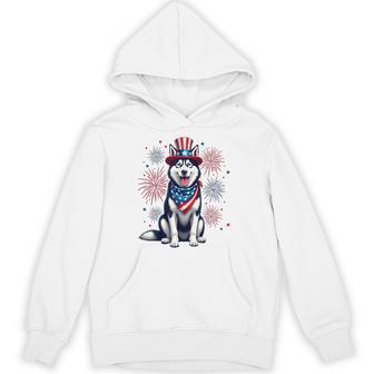 Siberian Husky Dog July 4Th American Flag Hoodie - Thegiftio UK