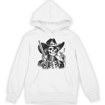 Skeleton Cowgirl Smoking Western Gothic Grunge Goth Skull Hoodie - Thegiftio UK