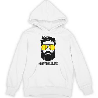 Softball Life Softball Dad With Beard Father Fathers Hoodie - Thegiftio
