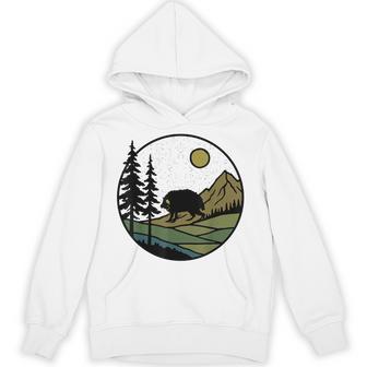 Squonk Vintage Rustic Forest Trees With Mountains Cryptid Hoodie - Thegiftio UK